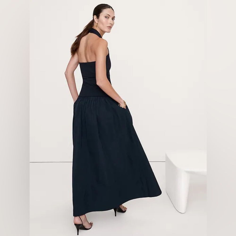NWT! Banana Republic Jersey & Taffeta Mixed Media Halter Maxi Dress - #852081 - Picture 2 of 4